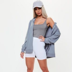 Blue Oversized Zip Through Hoodie